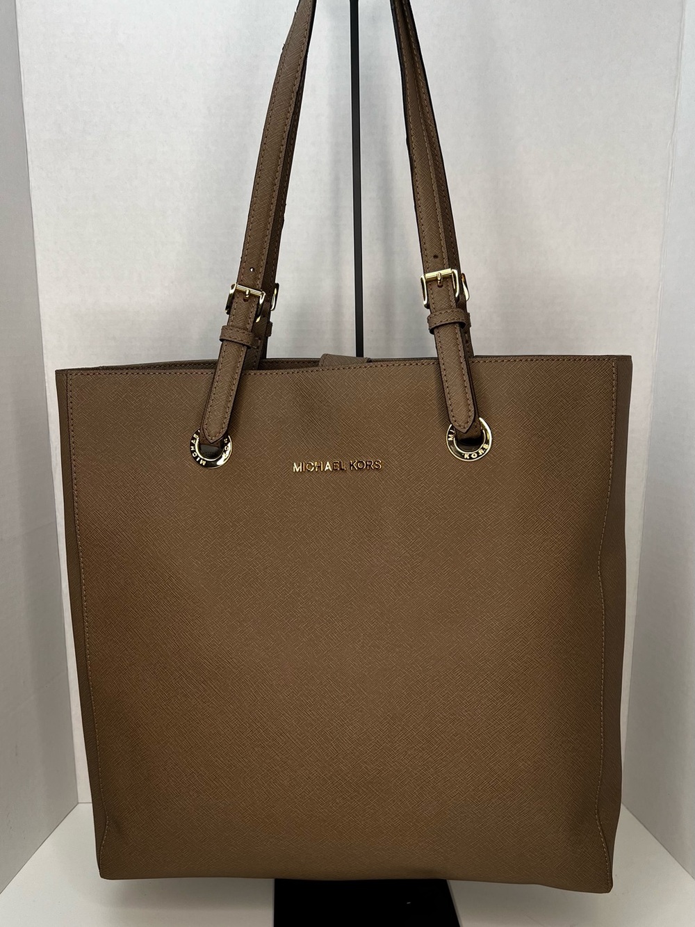 Michael Kors Tan Saffiano Leather Tote with Gold Hardware